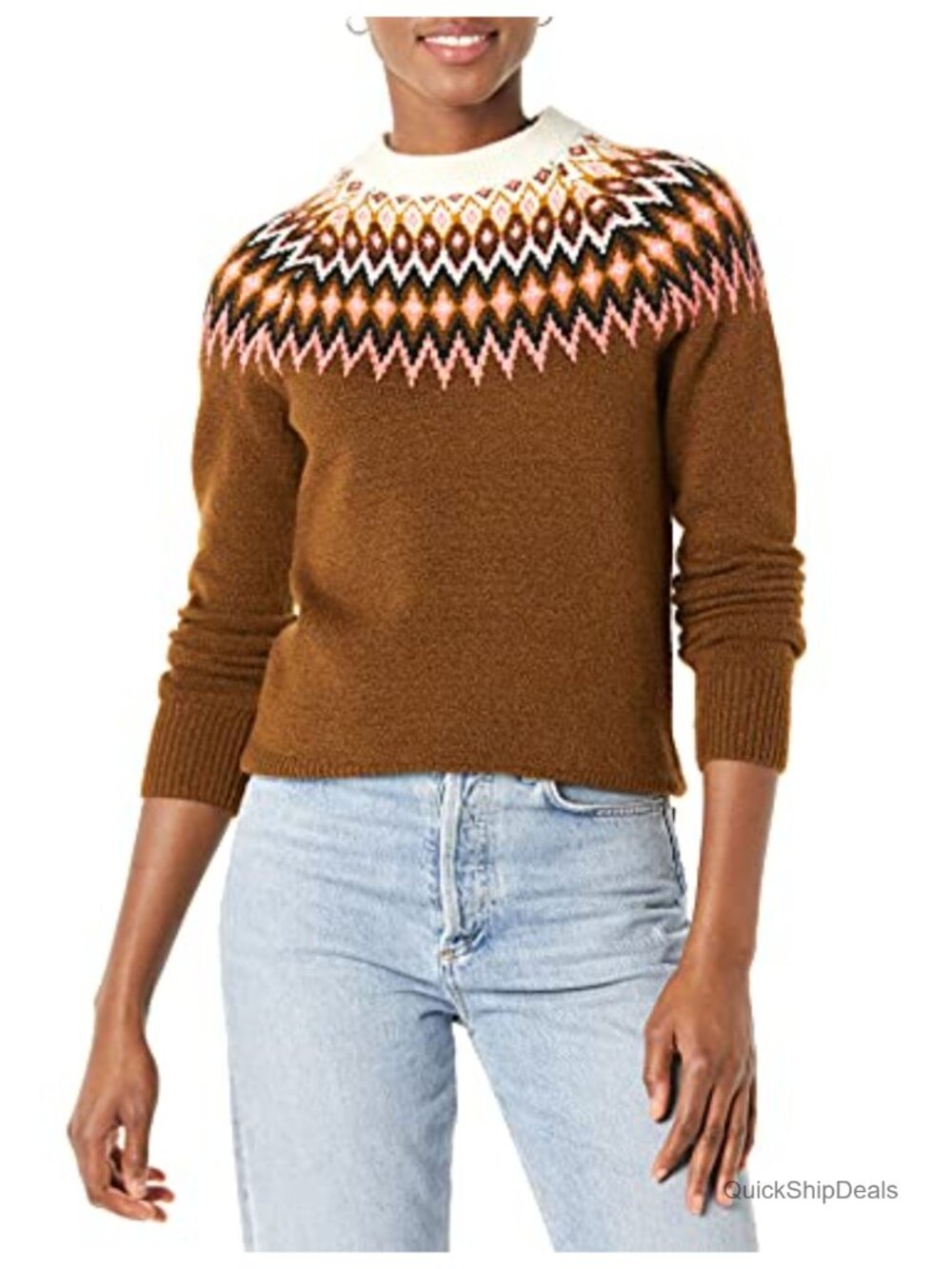 Soft-Touch Crewneck Sweater for Women, Long Sleeve Knit Pullover, Cotton Blend